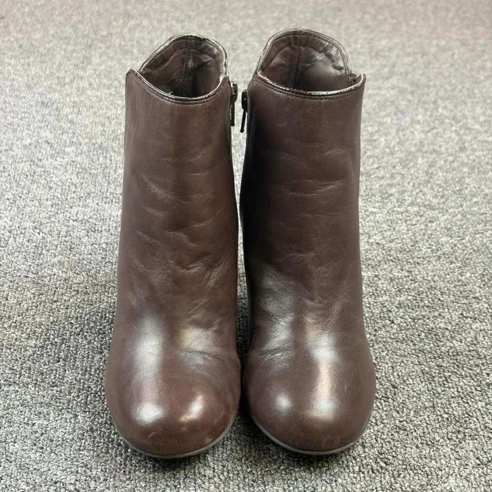 Gianni Bini Brown‎ Leather Side Zip Stiletto Heel Boots   Womens Size 7.5 M